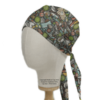 Covid Graffiti Mashup scrub cap shown on mannequin head