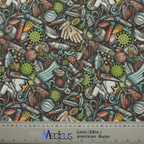 Covid Graffiti Mashup scrub cap pattern shown flat