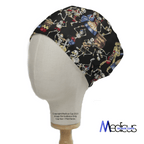 Day Of The Dead Dancing Skeletons scrub cap shown on mannequin head