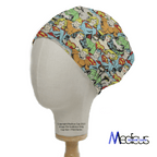 DC Character Crowd Colourful scrub cap shown on mannequin head