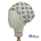 DC Comic Super Women Superheroes scrub cap shown on mannequin head