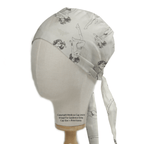 Dc Comic Wonder Woman Light Grey Monochrome scrub cap pattern detail on mannequin