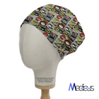 DC Kawaii Comic Strip scrub cap shown on mannequin head