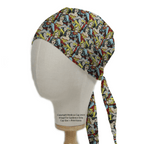 DC Super Women Girl Bat Girl Crowd scrub cap pattern detail on mannequin
