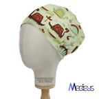 Dinosaurs in a Swamp Green scrub cap shown on mannequin head