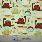 Dinosaurs in a Swamp Green scrub cap pattern shown flat