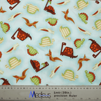 Dinosaurs in a Swamp Light Blue scrub cap full pattern repeat