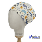 Dinosaurs Purple Blue Orange scrub cap full pattern repeat