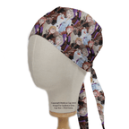 Disney Frozen Crowd scrub cap pattern shown flat