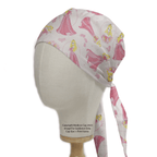 Disney Princess Sleeping Beauty scrub cap shown on mannequin head