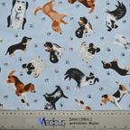 Dog Toss On Light Blue scrub cap full pattern repeat