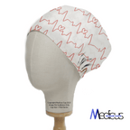 EKG Heart Monitor #1 White scrub cap fabric texture close-up