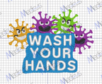 Embroidery - Wash Your Hands Covid - scrub cap shown on mannequin head