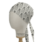 Eye Chart Test scrub cap shown on mannequin head