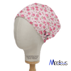 Floral Pink On Baby Pink scrub cap shown on mannequin head
