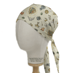 Harry Potter Crest Cauldron Wand On Beige scrub cap shown from side angle