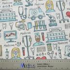 Hopsital Surgery Large Cartoon scrub cap pattern shown flat