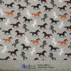 Horses On Grey scrub cap pattern shown flat