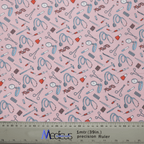 Hospital Tools On Pink scrub cap pattern shown flat