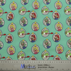 Mario Yoshi Toad Green Video Game scrub cap pattern shown flat