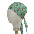 Mario Yoshi Toad Green Video Game scrub cap shown on mannequin head