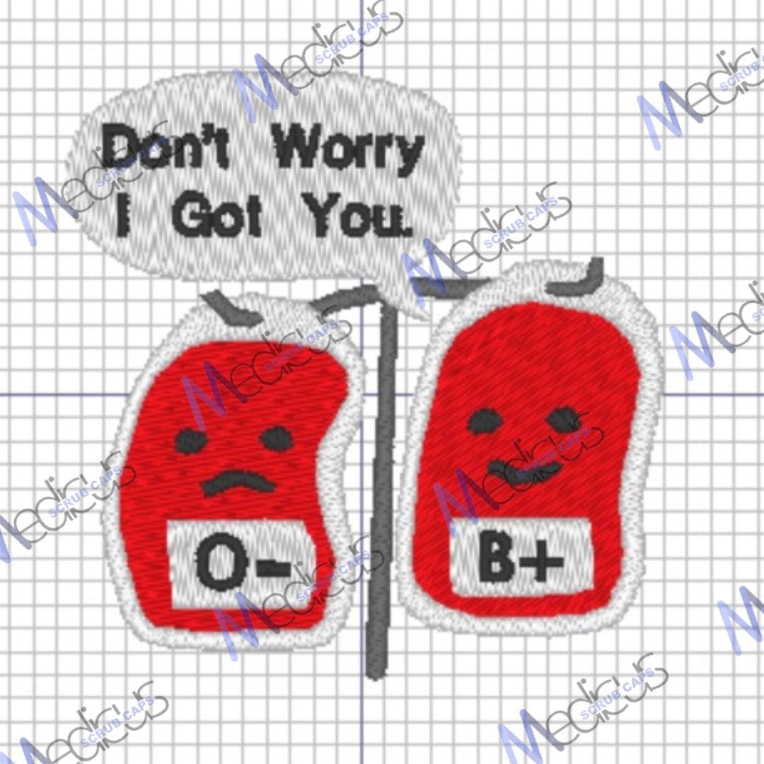 Blood B Positive Pre-designed Embroidery - Scrub Cap - Scrub Cap - Medicus Scrub Caps