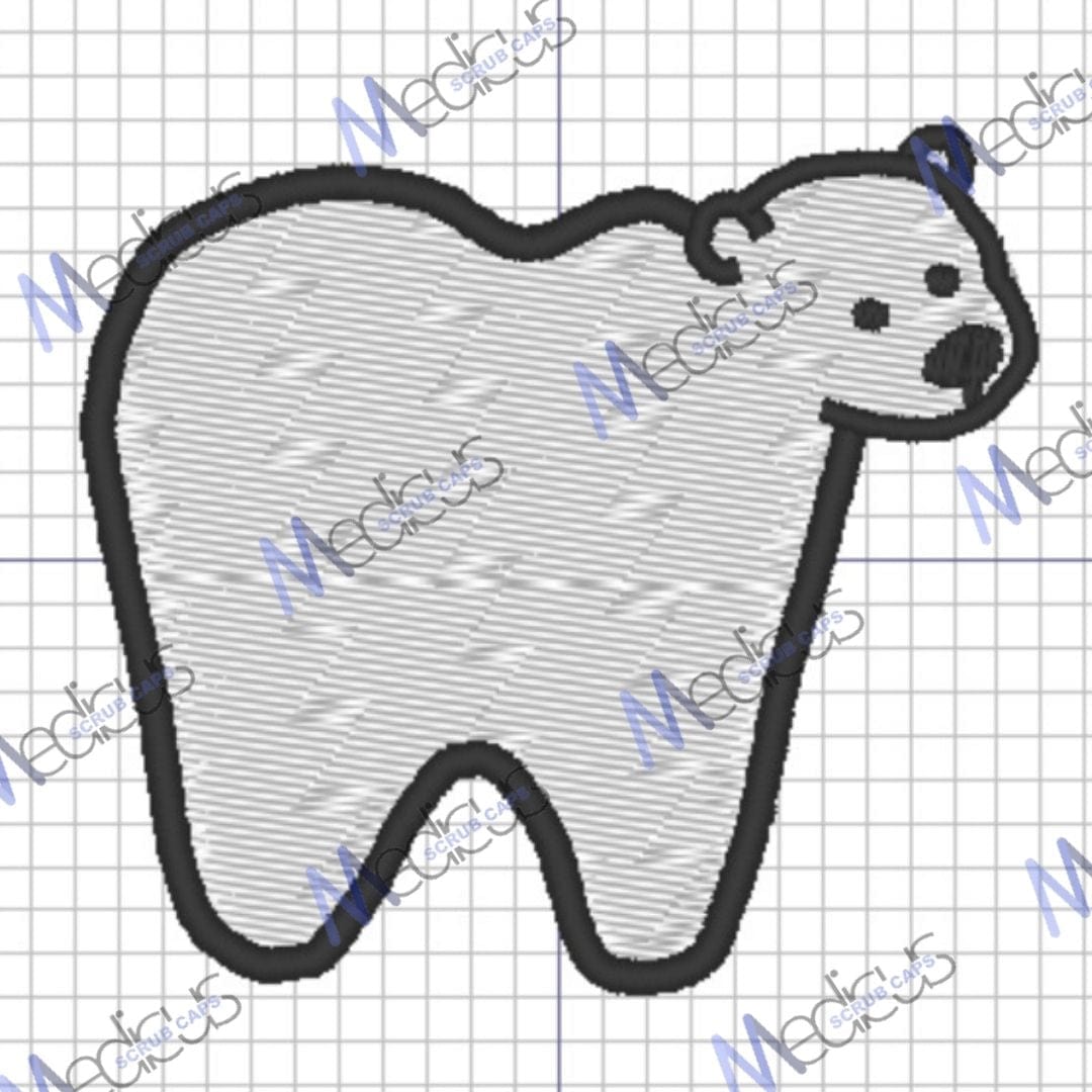 Molar Bear Dental Pre-designed Embroidery - Scrub Cap - Scrub Cap - Medicus Scrub Caps