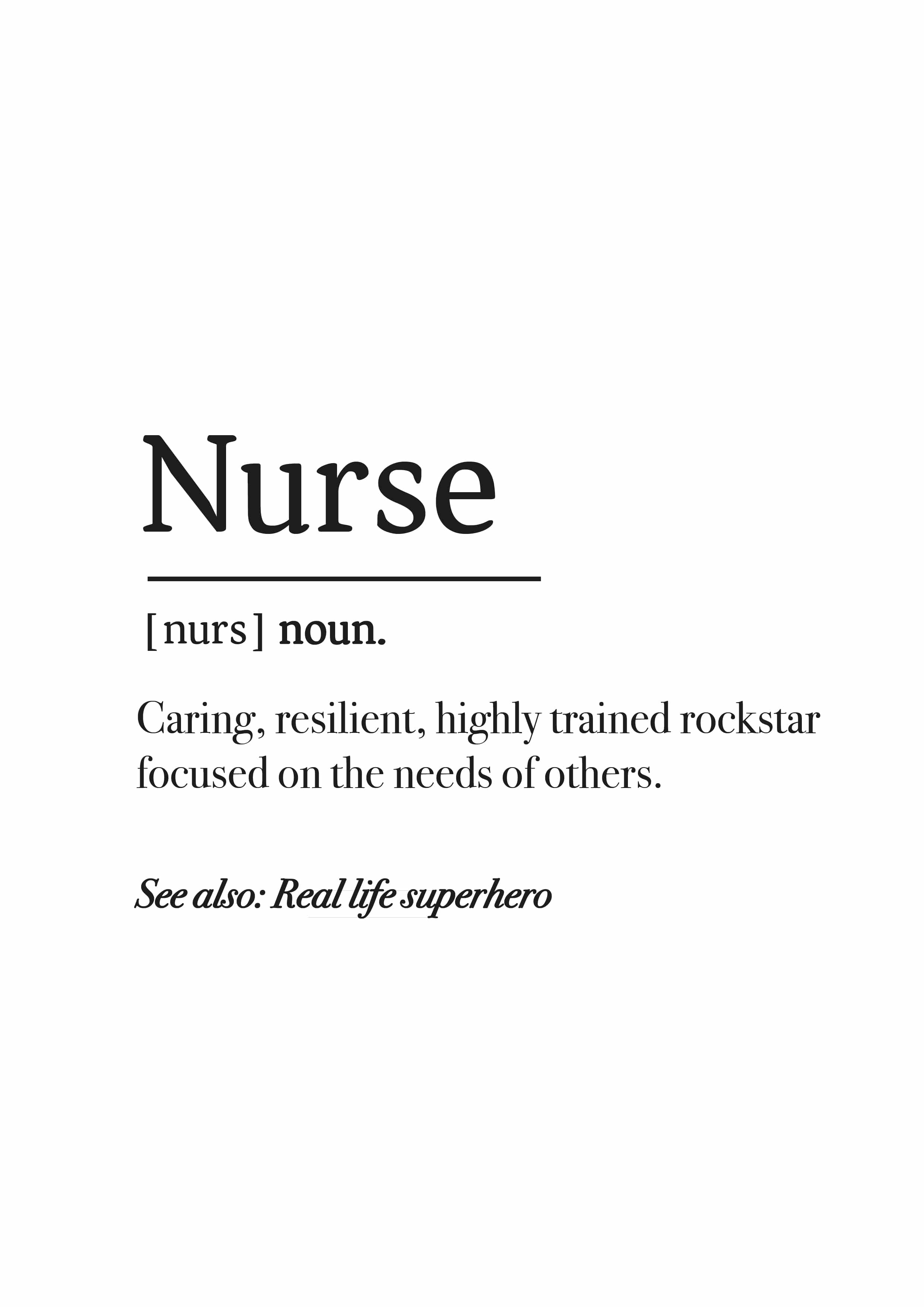 Poster - Nurse Definition Poster / Digital Download - Arts & Crafts from Medicus Scrub Caps - Shop now at Medicus Scrub Caps - Definition Print, Gifts + Decor, nontracked