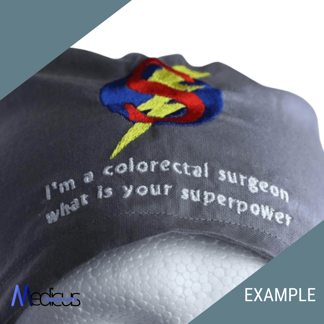 Surgical Scrub Cap With Name And Role - Scrub Cap from Medicus Scrub Caps - Shop now at Medicus Scrub Caps - all, Custom Scrub Caps, Embroidery, new-arrivals, nontracked, scrub cap