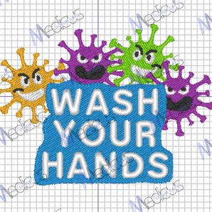 Embroidery - Wash Your Hands Covid - Scrub Cap from Medicus Scrub Caps