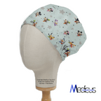 Disney Mickey Mouse + Friends Blue Grey Stars scrub cap pattern shown flat