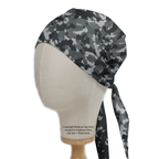 Military Camouflage Grey scrub cap shown on mannequin head
