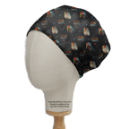 A Medicus Scrub Caps mannequin head showcases the Star Wars Pride Scrub Cap, adorned with colorful skull designs and Star Wars text. This reusable cap features a curved seam and elastic back, stylishly promoting inclusivity.