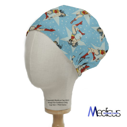 Wonder Woman Blue Scrub Cap from Medicus Scrub Caps