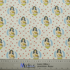 The Wonder Woman Crest Scrub Cap by Medicus Scrub Caps features a comic-style superhero woman with the Wonder Woman crest, red stars, and measurements in inches and centimeters along the bottom—ideal for healthcare professionals seeking style.